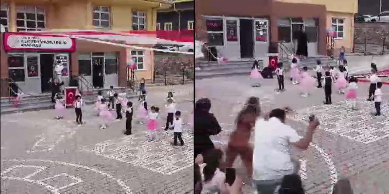 Anaokulu etkinliği yarıda kesildi: Öğretmenin kafasına Tabela düştü