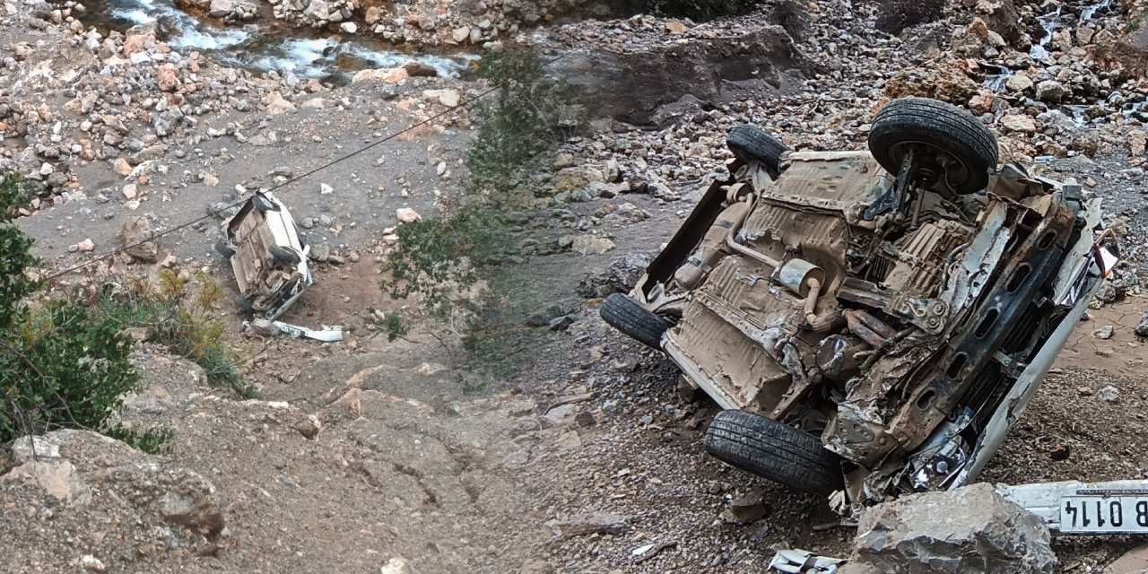 Dereye uçan otomobilin sürücüsü yaralandı!